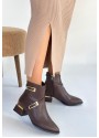 İnay Kahverengi Cilt Topuklu Bot İnay Kahverengi Cilt Topuklu Bot