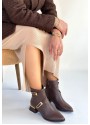 İnay Kahverengi Cilt Topuklu Bot İnay Kahverengi Cilt Topuklu Bot