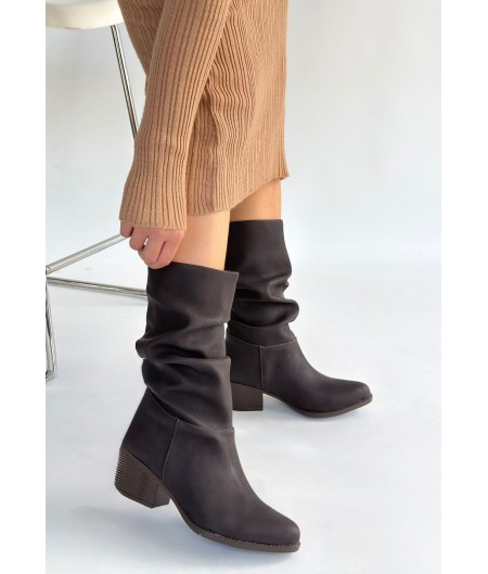 Yior Kahverengi Nubuk Topuklu Bot Yior Kahverengi Nubuk Topuklu Bot