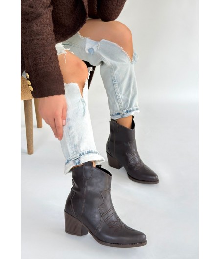 Akver Acı Kahve Cilt Topuklu Bot Akver Acı Kahve Cilt Topuklu Bot