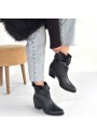 Lukana Siyah Cilt Topuklu Körüklü Bot