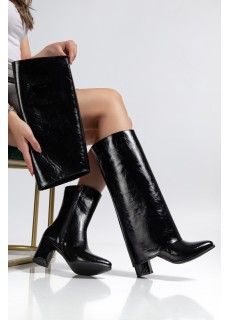 Wila Siyah Parlak Topuklu Tak Çıkar Çizme