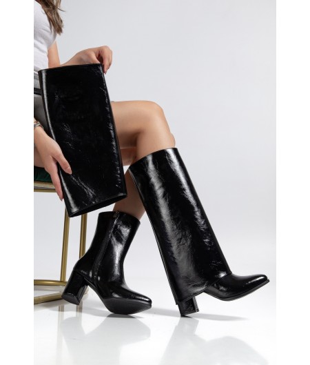 Wila Siyah Parlak Topuklu Tak Çıkar Çizme