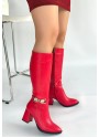 Mooni Kırmızı Cilt Topuklu Çizme Mooni Kırmızı Cilt Topuklu Çizme