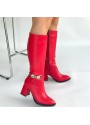 Mooni Kırmızı Cilt Topuklu Çizme Mooni Kırmızı Cilt Topuklu Çizme