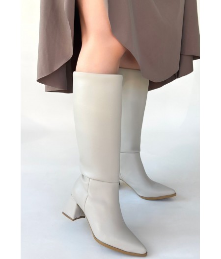 Roksa Ten Cilt Topuklu Çizme