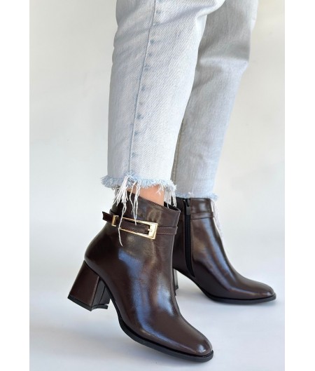 Rivav Acı Kahve Rugan Topuklu Bot