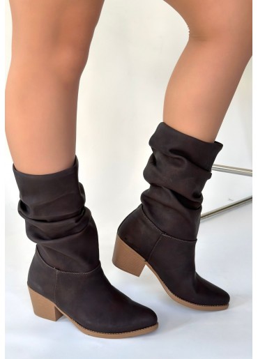 Yior Acı Kahve Nubuk Topuklu Bot