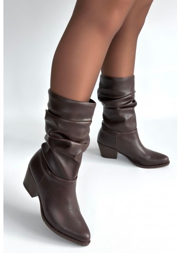 Yior Acı Kahve Cilt Topuklu Bot