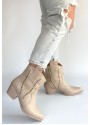 Matin Bej Cilt Topuklu Bot