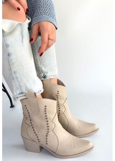 Matin Bej Cilt Topuklu Bot