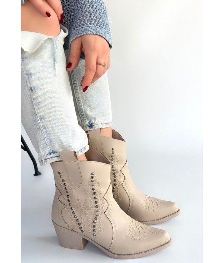 Matin Bej Cilt Topuklu Bot