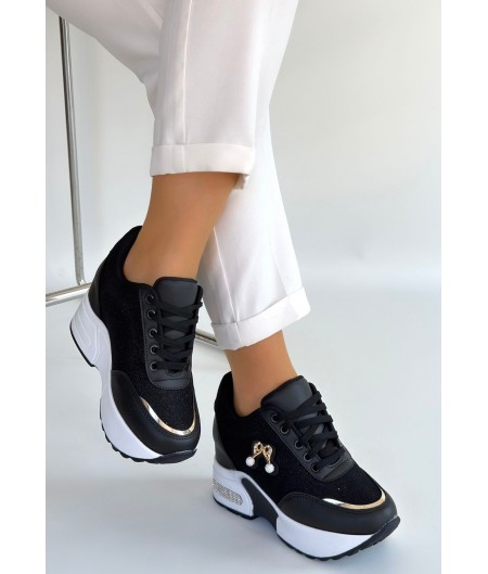 Wody Siyah Cilt Simli Bağcıklı Spor Ayakkabı Wody Siyah Cilt Simli Bağcıklı Spor Ayakkabı