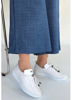 Warte Beyaz Deri Bağcıklı Spor Ayakkabı