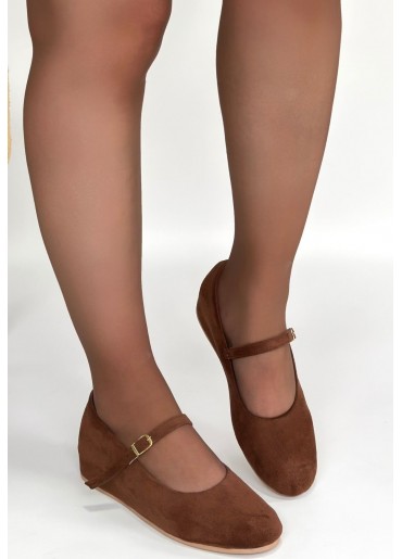 Lossa Taba Süet Kemerli Babet Ayakkabı