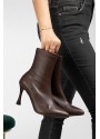 Orjen Kahverengi Cilt Streç Topuklu Bot