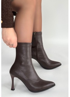 Orjen Kahverengi Cilt Streç Topuklu Bot