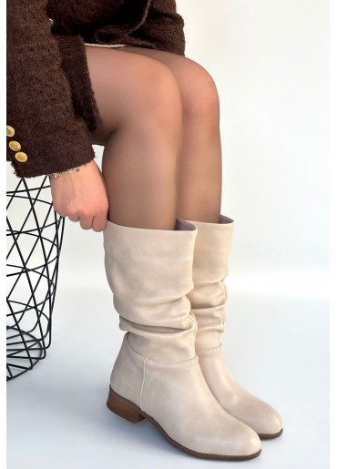 Plod Bej Cilt Körüklü Çizme