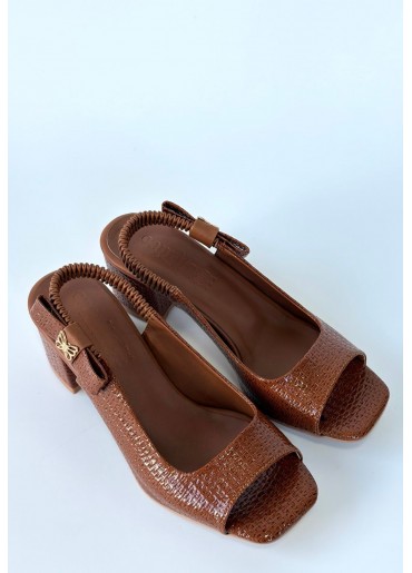 Alessi Kahve Rugan Topuklu Ayakkabı