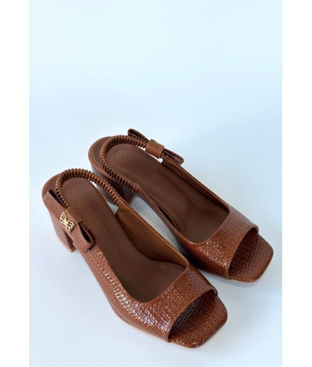 Alessi Kahve Rugan Topuklu Ayakkabı