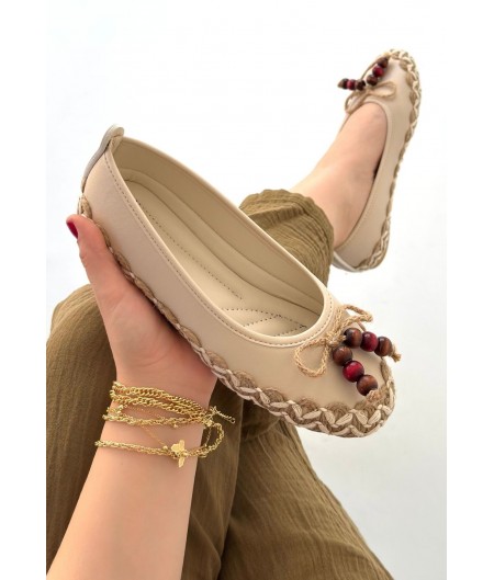 Ilwe Bej Cilt Babet Ayakkabı