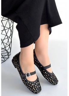 Moden Siyah Süet Babet Ayakkabı