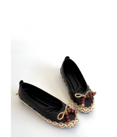 Ilwe Siyah Cilt Babet Ayakkabı