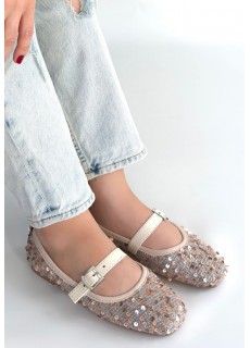 Moden Bej Süet Babet Ayakkabı