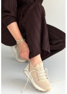 Feort Bej Triko Bağcıklı Spor Ayakkabı