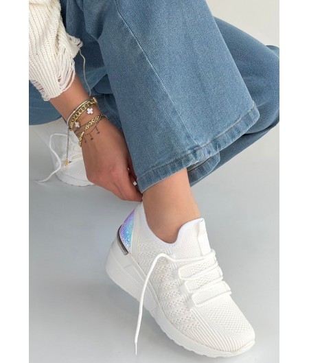 Weor Beyaz Triko Bağcıklı Spor Ayakkabı