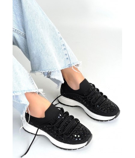 Ceas Siyah Triko Bağcıklı Spor Ayakkabı