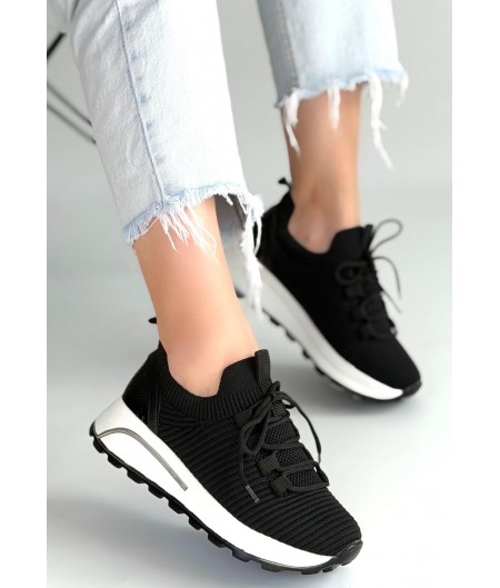 Feort Siyah Triko Bağcıklı Spor Ayakkabı