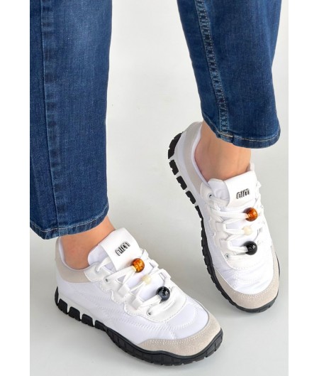 Tues Beyaz Nubuk Bağcıklı Spor Ayakkabı