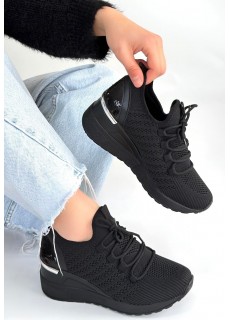 Weor Siyah Triko Bağcıklı Spor Ayakkabı
