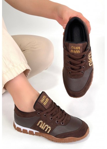 Marje Kahverengi Cilt Bağcıklı Spor Ayakkabı
