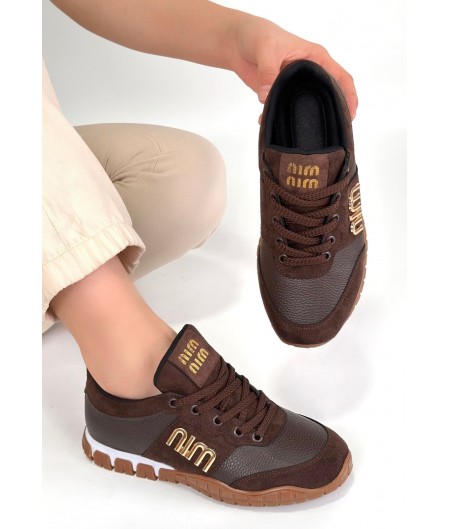 Marje Kahverengi Cilt Bağcıklı Spor Ayakkabı