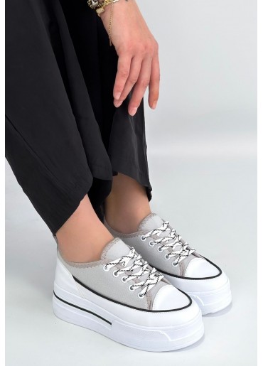 Dalen Gri Keten Bağcıklı Spor Ayakkabı