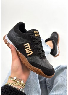 Marje Siyah Cilt Bağcıklı Spor Ayakkabı