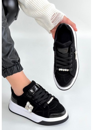 Ceans Siyah Süet Bağcıklı Spor Ayakkabı