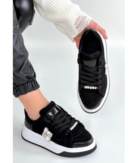 Ceans Siyah Süet Bağcıklı Spor Ayakkabı