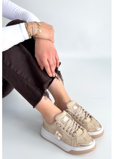 Ceans Bej Süet Bağcıklı Spor Ayakkabı