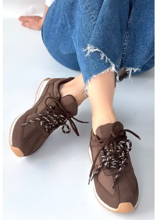 Jeat Kahverengi  Nubuk Bağcıklı Spor Ayakkabı