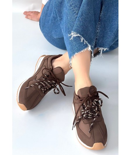 Jeat Kahverengi  Nubuk Bağcıklı Spor Ayakkabı