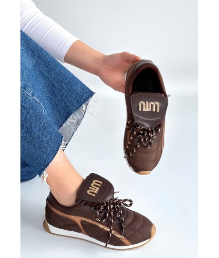 Dissa Kahverengi Cilt Bağcıklı Paraşüt Detaylı Spor Ayakkabı