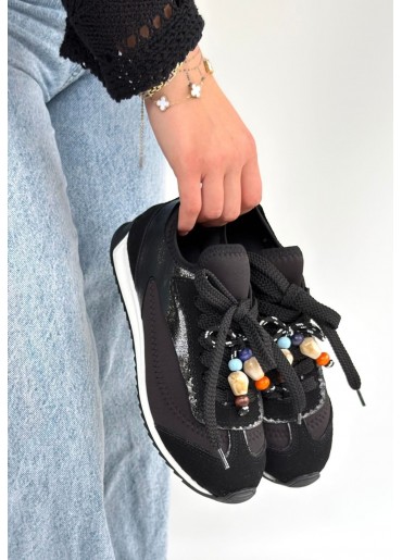 Riaf Siyah Cilt Bağcıklı Spor Ayakkabı