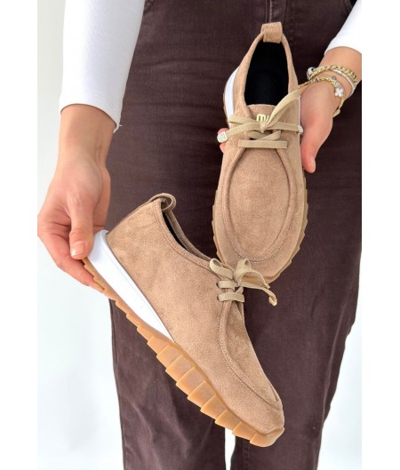 Sier Bej Süet Bağcıklı Spor Ayakkabı