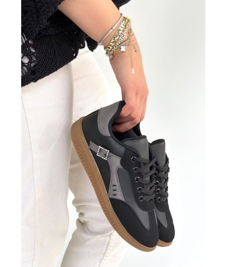 Mier Siyah Cilt Bağcıklı Spor Ayakkabı