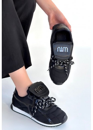 Dissa Siyah Cilt Bağcıklı Paraşüt Detaylı Spor Ayakkabı