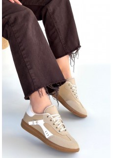 Mier Bej Cilt Bağcıklı Spor Ayakkabı