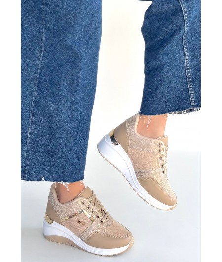 Geja Bej Cilt Bağcıklı Spor Ayakkabı